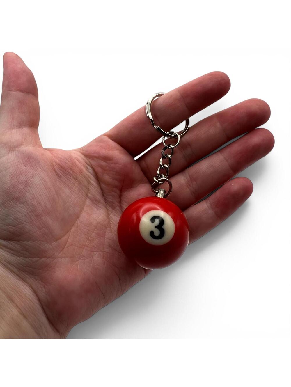 Vintage Red 3-Ball Pool Ball Keychain